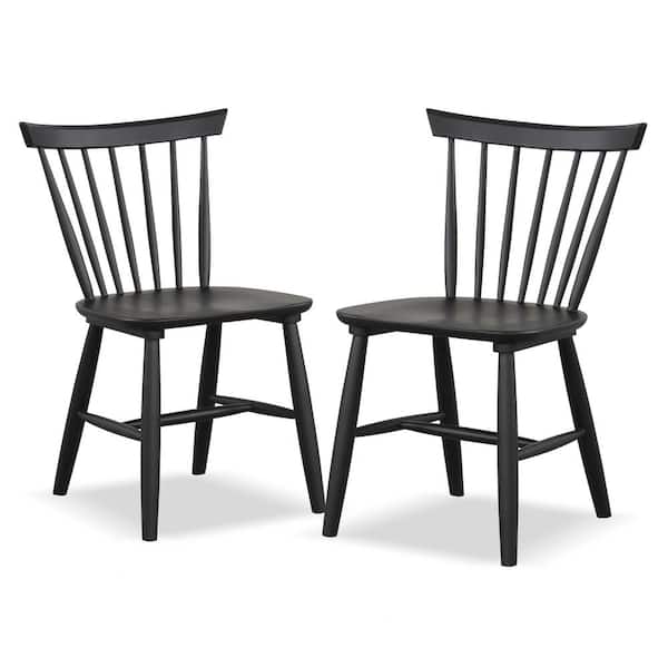 Furniture of America Everoa Black Wood Windsor Chair (Set of 2)