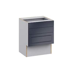 Devon Painted Blue Recessed Assembled 24 in.W x 30 in. H x 21 in.D Vanity ADA 3 Drawers Base Kitchen Cabinet