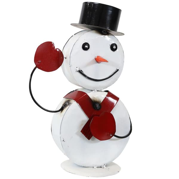 Sunnydaze Sunnydaze Rustic Indoor/Outdoor Waving Snowman Metal Art Statue - 19 " Tall
