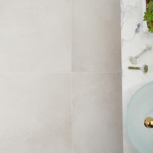 Hudson White 23.69 in. x 47.07 in. Matte Porcelain Floor and Wall Tile (15.50 sq. ft. /Case)