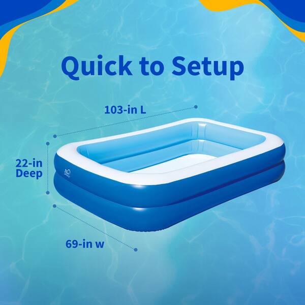 Blue Wave 103 in. x 69 in. Rectangle 22 in. Deep Inflatable Pool