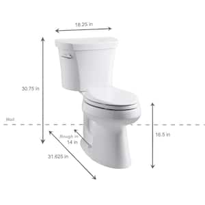 Highline 14 in. Rough In 2-Piece 1.28 GFP Single Flush Elongated Chair Height Toilet in White, Seat Not Included