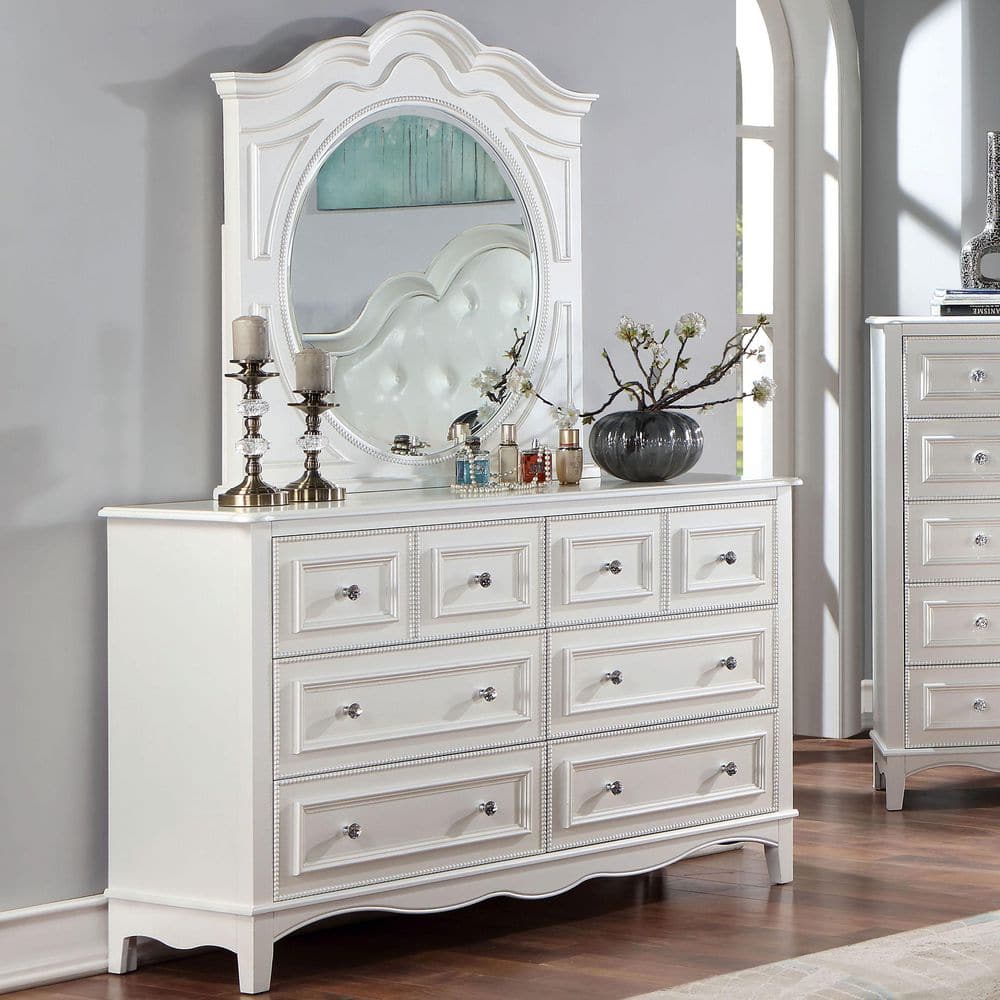 Cynna 6-Drawer White and Care Kit Dresser with Mirror (76.5 in. H X 59.38 in. W X 18 in. D) price history on PriceWatchPro