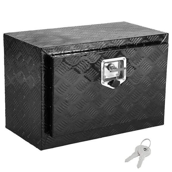 Underbody Truck Box, 24 x 12 x 14 in. Pickup Storage Box, Heavy Duty Aluminum Diamond Plate Tool Box  with Lock and Keys