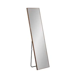 58 in. W x 15 in. H Rectangular Solid Wood Framed Wall Bathroom Vanity Mirror in Brown