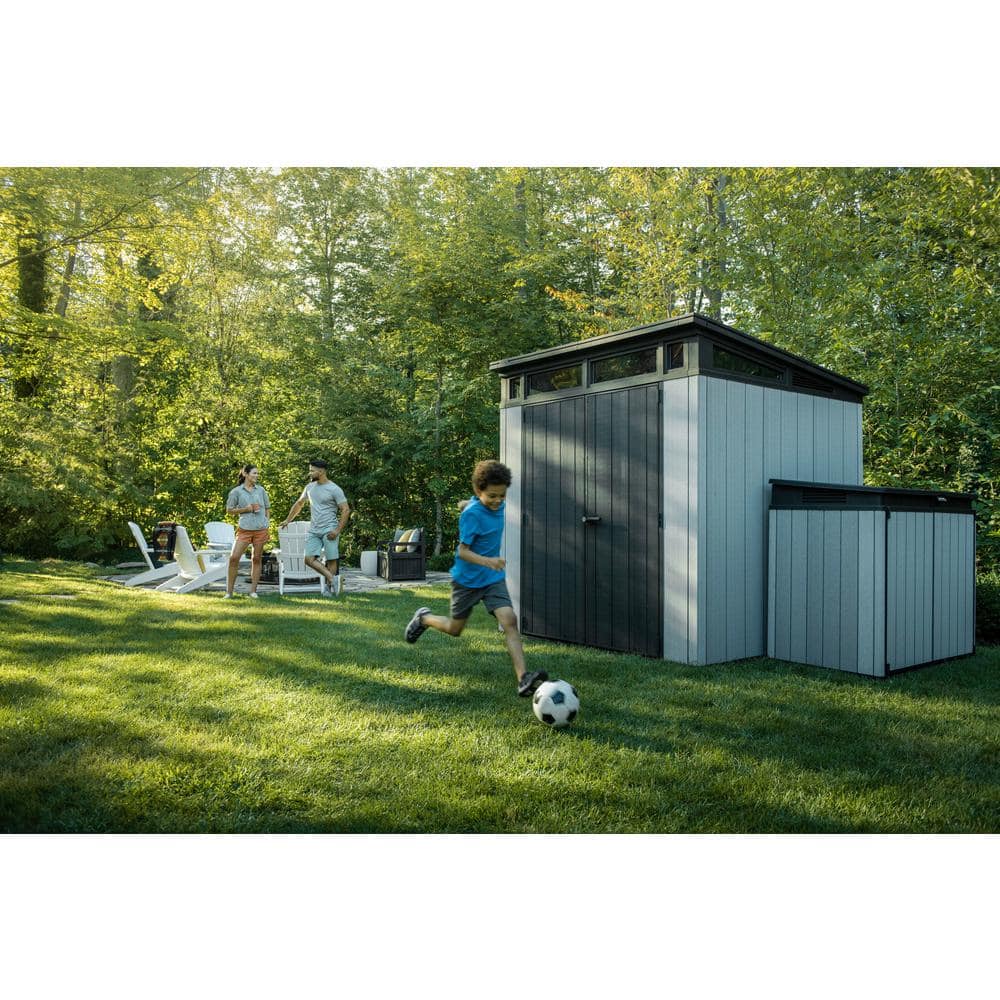 Gray Resin 7 x 7 Foot Outdoor Storage Shed with Windows