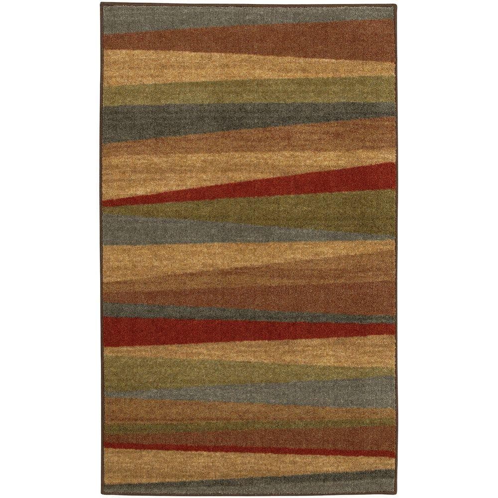 Mayan Sunset Red and Brown Striped Rectangular Rug