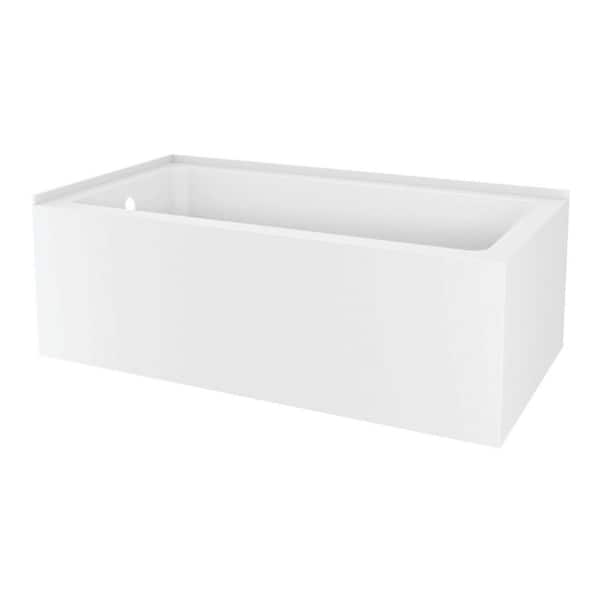 Aqua Eden 60 in. x 31.5 in. Acrylic Rectangular 2-Wall Corner Alcove Soaking Bathtub with Left Drain in Glossy White