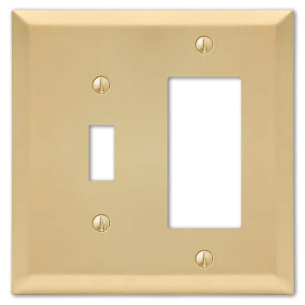 AMERELLE Metallic 2 Gang 1-Toggle and 1-Rocker Steel Wall Plate - Satin Brass