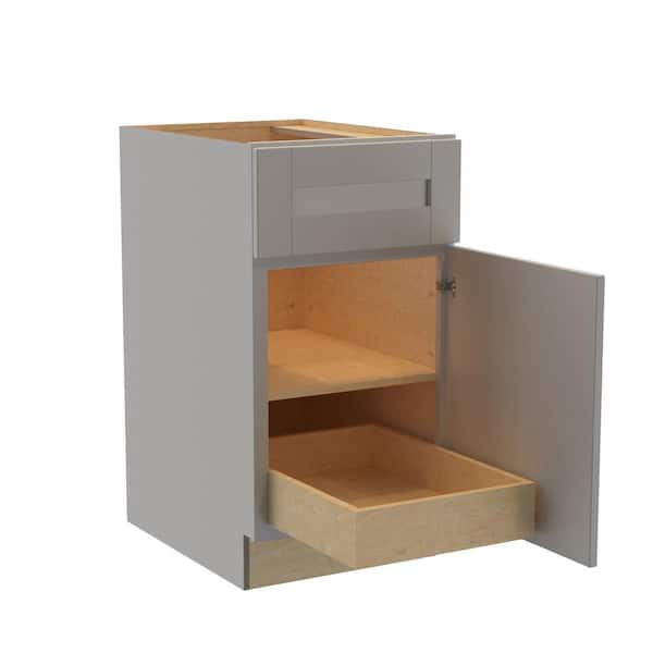 Home Decorators Collection Washington Veiled Gray Plywood Shaker Assembled Base Kitchen Cabinet FH 1 ROT Sft Cls R 18 in W x 24 in D x 34.5 in H