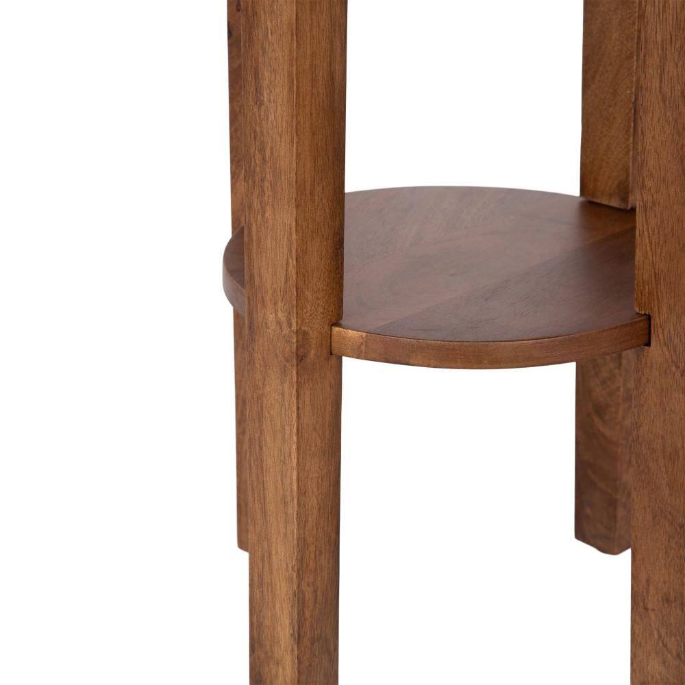 Talcott 12 in. Walnut Brown Round Solid Wood End Table - thumbnail 9