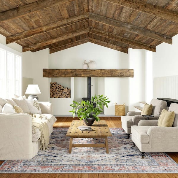 Larkspur Persian Fringed Machine Washable Brick 5 ft. x 8 ft. Indoor/Outdoor Patio Rug