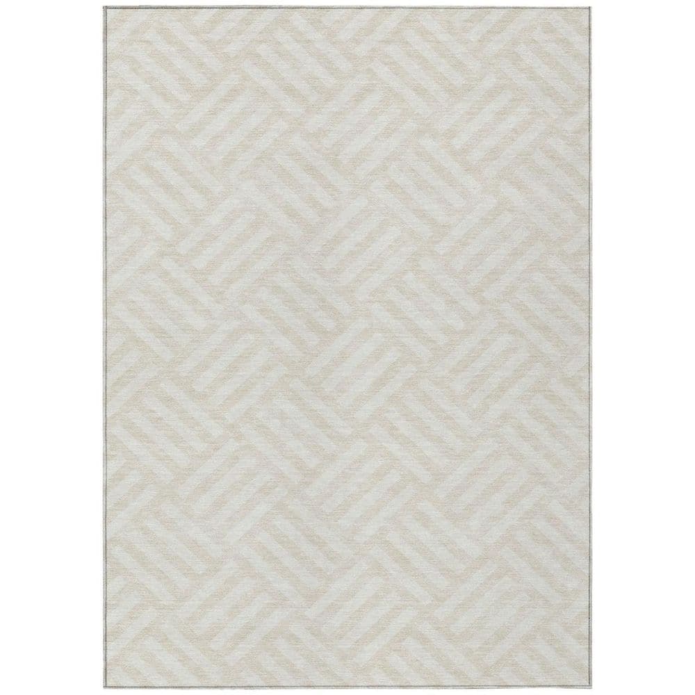 Ivory, Beige 9 ft. x 12 ft. Woven Geometric Polyester Rectangle Indoor/Outdoor Area Rug price history on PriceWatchPro