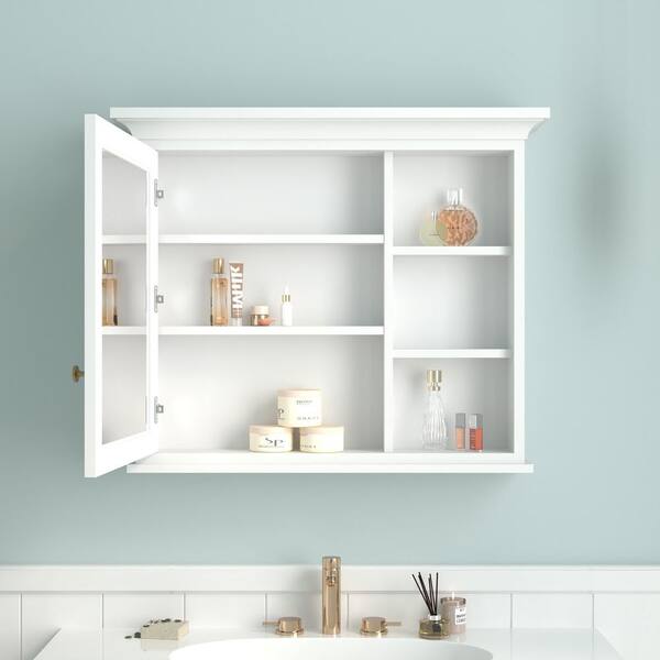 36 in. W x 30 in. H Rectangular Surface Mount Solid Wood Medicine Cabinet with Mirror
