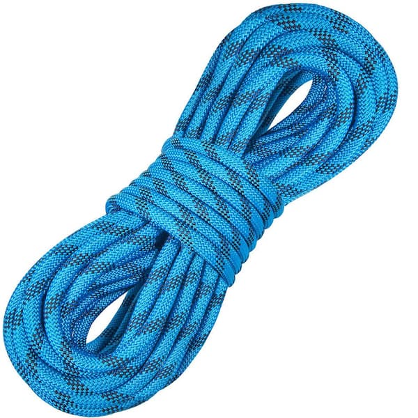 SKYSHALO 10.5 mm Static Climbing Rope, 19. 5M(64ft. ) Outdoor Rock Climbing Rope 25KN Breaking Tension, Steel Snap Hooks, Blue