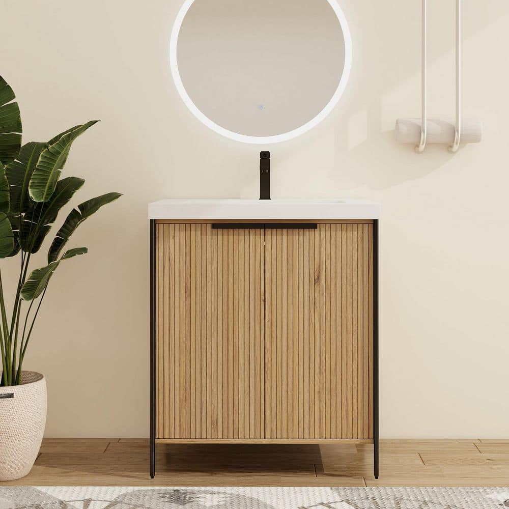 29.5 in. W x 19.7 in. D x 34.9 in. H Freestanding Bath Vanity in Beige with
