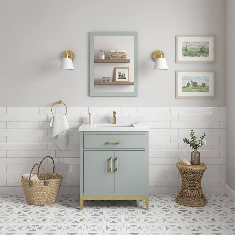 Sage Green 30" Single Sink Vanity with Marble Top
