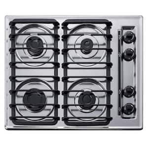 24 in. Gas Cooktop in Chrome with 4 Burners