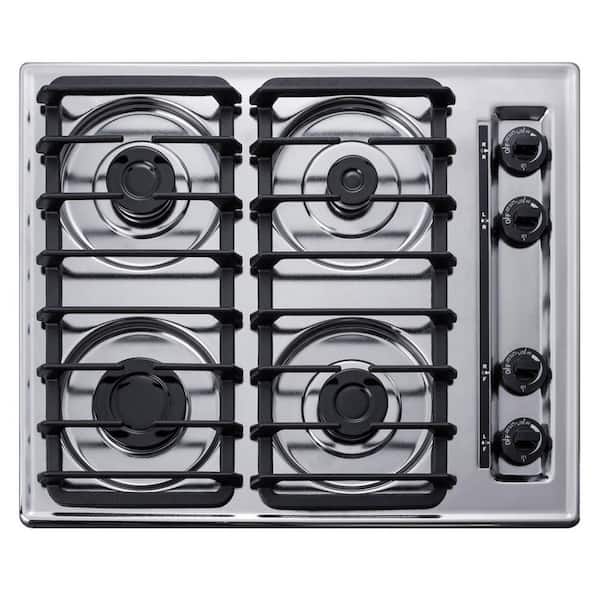Summit Appliance 24 in. Gas Cooktop in Chrome with 4 Burners
