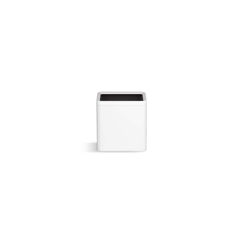 25-Liter White and Stainless Steel Open-Top Trash Can