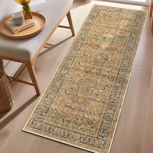 Tehran Brown 2 ft. x 6 ft. Vintage Perris All Over Design Area Rug