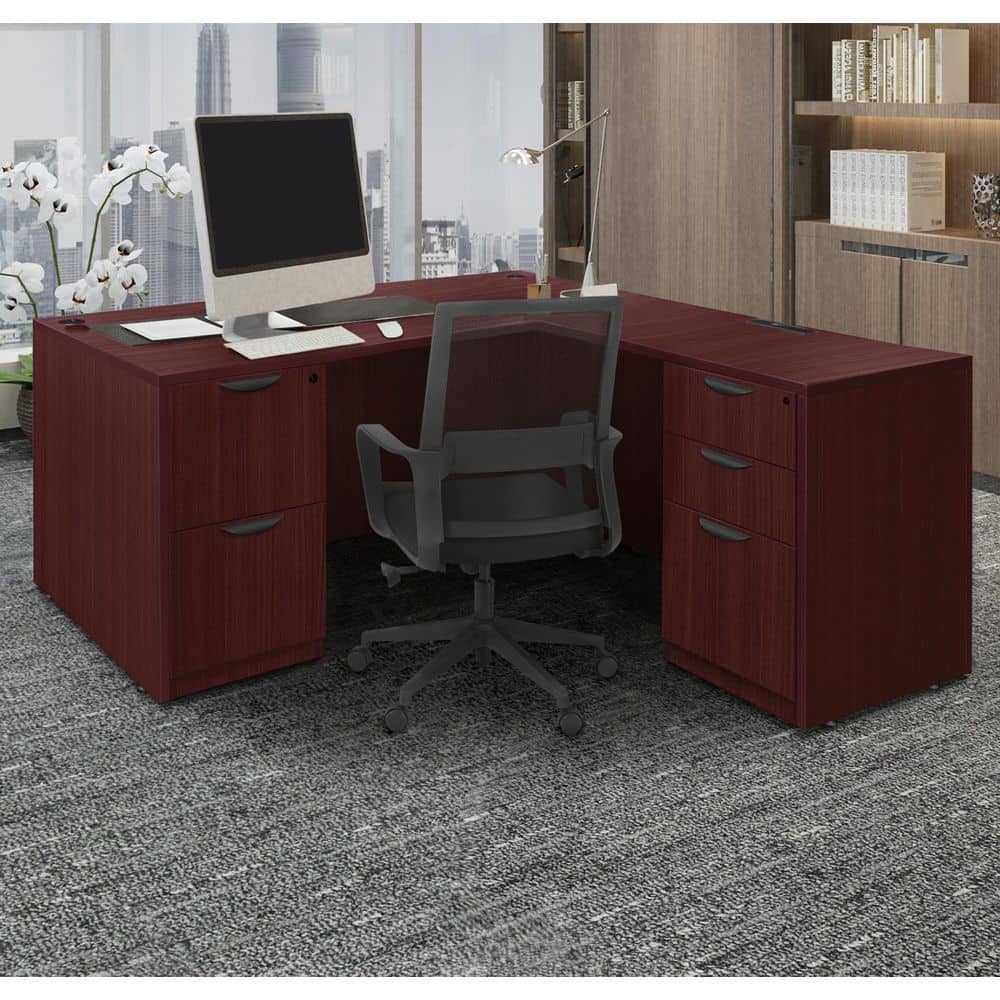 Legacy 66 in x 65 in. Mahogany L Desk with Double Full Pedestal Drawer Unit price history on PriceWatchPro