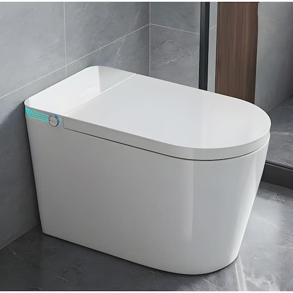 Unbranded 16 in. Smart Toilet 1-Piece 1.28 GPF Atuo Dual Flush with 85MM Wider Bidet Seat, Voice Control in White Included
