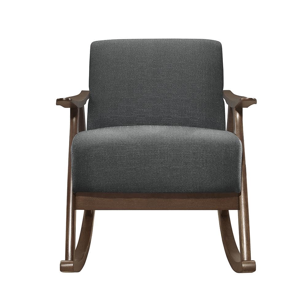 Dark Gray and Walnut Mid-Century Modern Rocking Chair