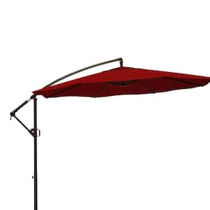 10 ft. Aluminum Patio Offset Umbrella Outdoor Cantilever Umbrella with Crank Burgundy