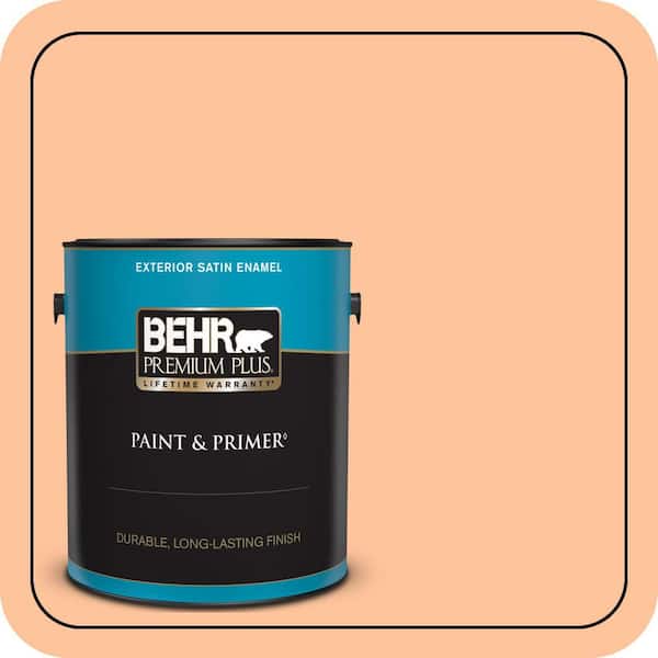 BEHR PREMIUM PLUS 1 gal. #260B-4 Orange Sherbet Satin Enamel Exterior Paint & Primer