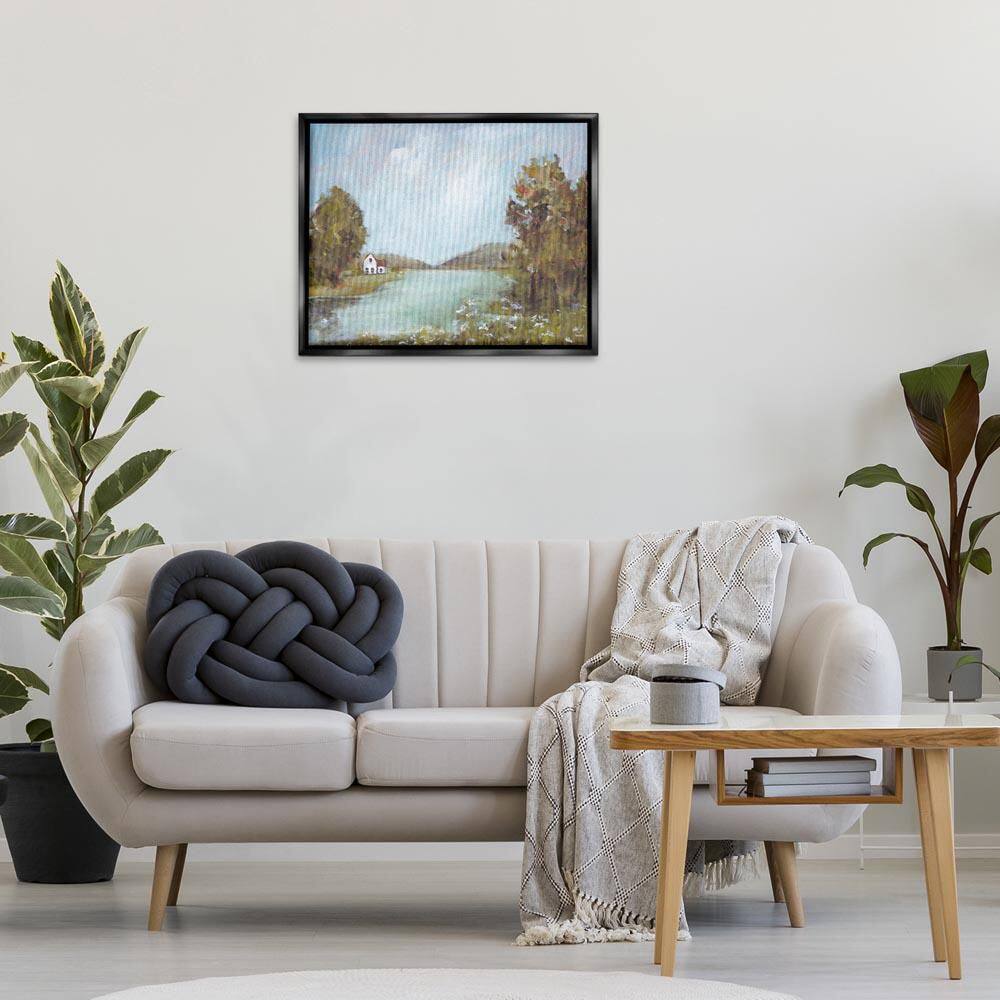 Distant Cottage Across River by Amanda Hilburn Black Floater Frame Nature Graphic Art Print 25 in. x 31 in. price history on PriceWatchPro