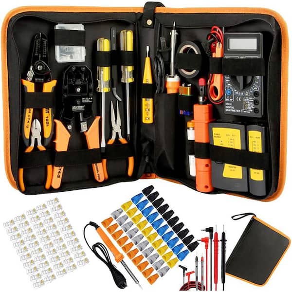 106-Piece Professional Network Crimper Tool Kit CAT5e CAT6 RJ45 Crimping Ethernet Cable Tester Set Orange