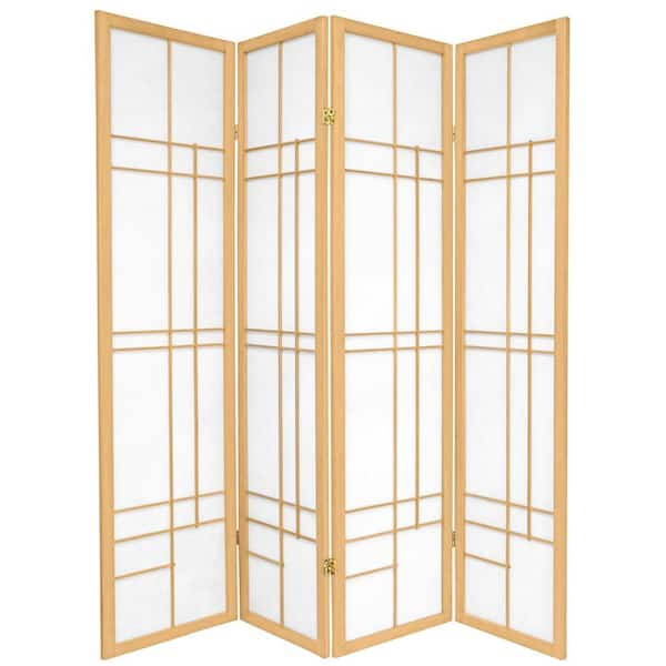 Oriental Furniture 6 ft. Natural 4-Panel Room Divider