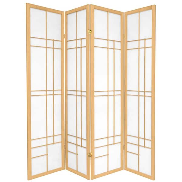 6 ft. Natural 4-Panel Room Divider