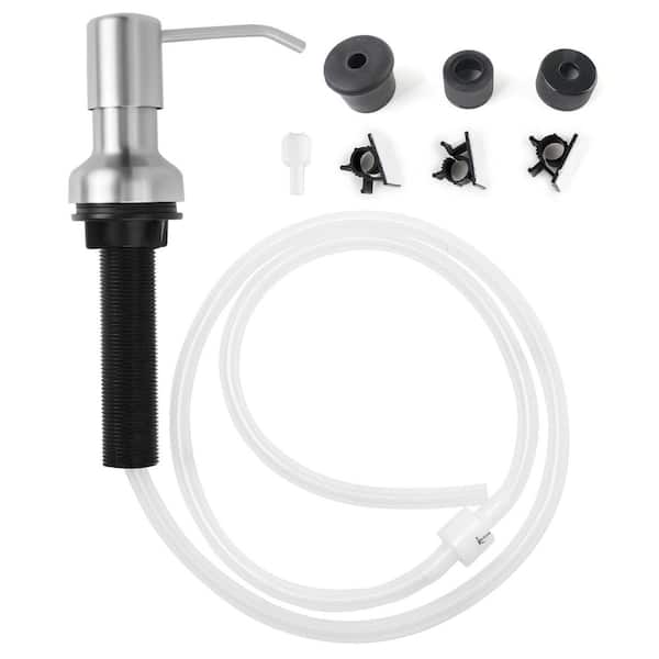 Brushed Nickel Soap Dispenser for Kitchen, Sink Soap Dispenser with Longer Threaded Shaft Shank, Wider Pump Head Base