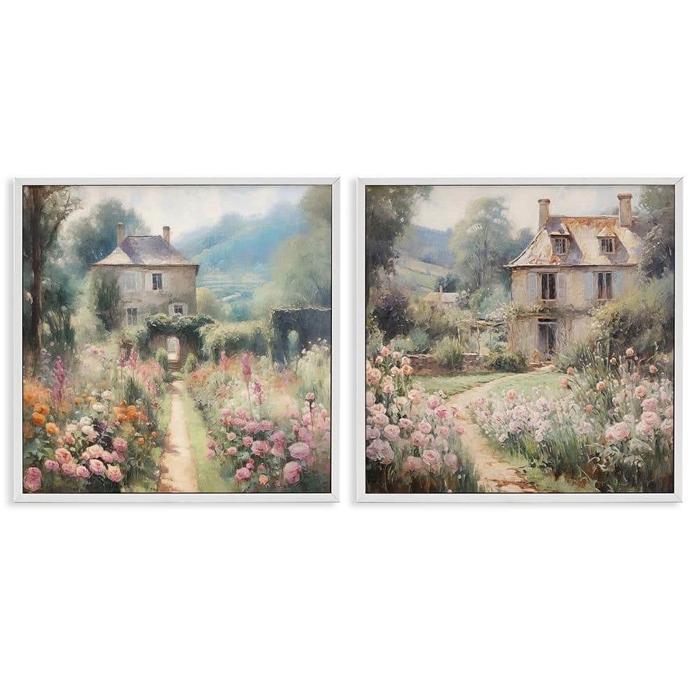 Quaint French Country Garden by RileyB 2 Piece White Framed Nature Giclee Art Print 24 in. x 24 in. price history on PriceWatchPro