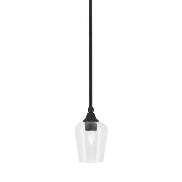 Unbranded Sparta 100-Watt 1-Light Espresso Shaded Pendant Light Mini Pendant with Clear Bubble Glass, No Bulb Included