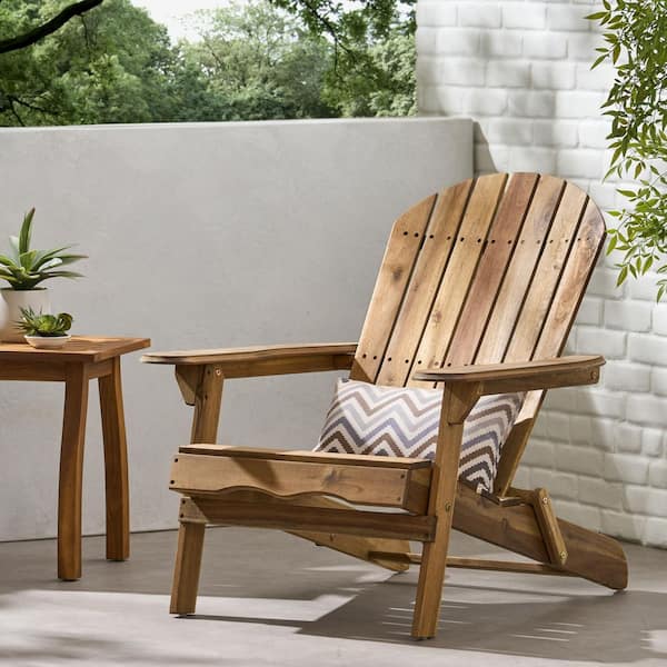 Teak Folding Wood Adirondack Chair, Outdoor Accent Furniture Fire