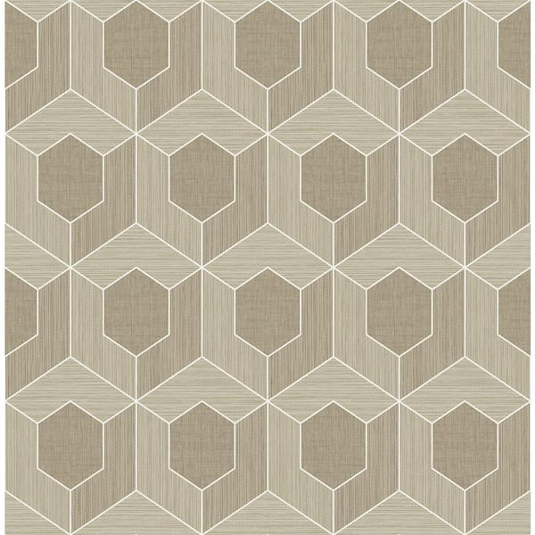 CASA MIA 3D Hexagon Brown Paper Non-Pasted Strippable Wallpaper Roll (Cover 56.05 sq. ft.)