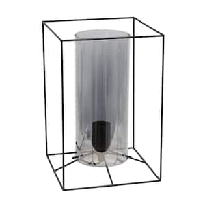 11.8 in. Black/Smoke Large Exposed Glass and Metal Table Lamp