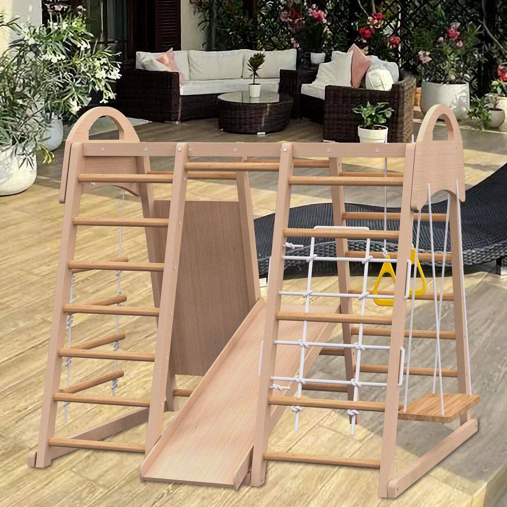 Orvan Natural Indoor Playground Climbing Gym 7-in-1 Jungle Gym Playset for Kids, Monkey Bars, Rope Wall Climber, Slide price history on PriceWatchPro