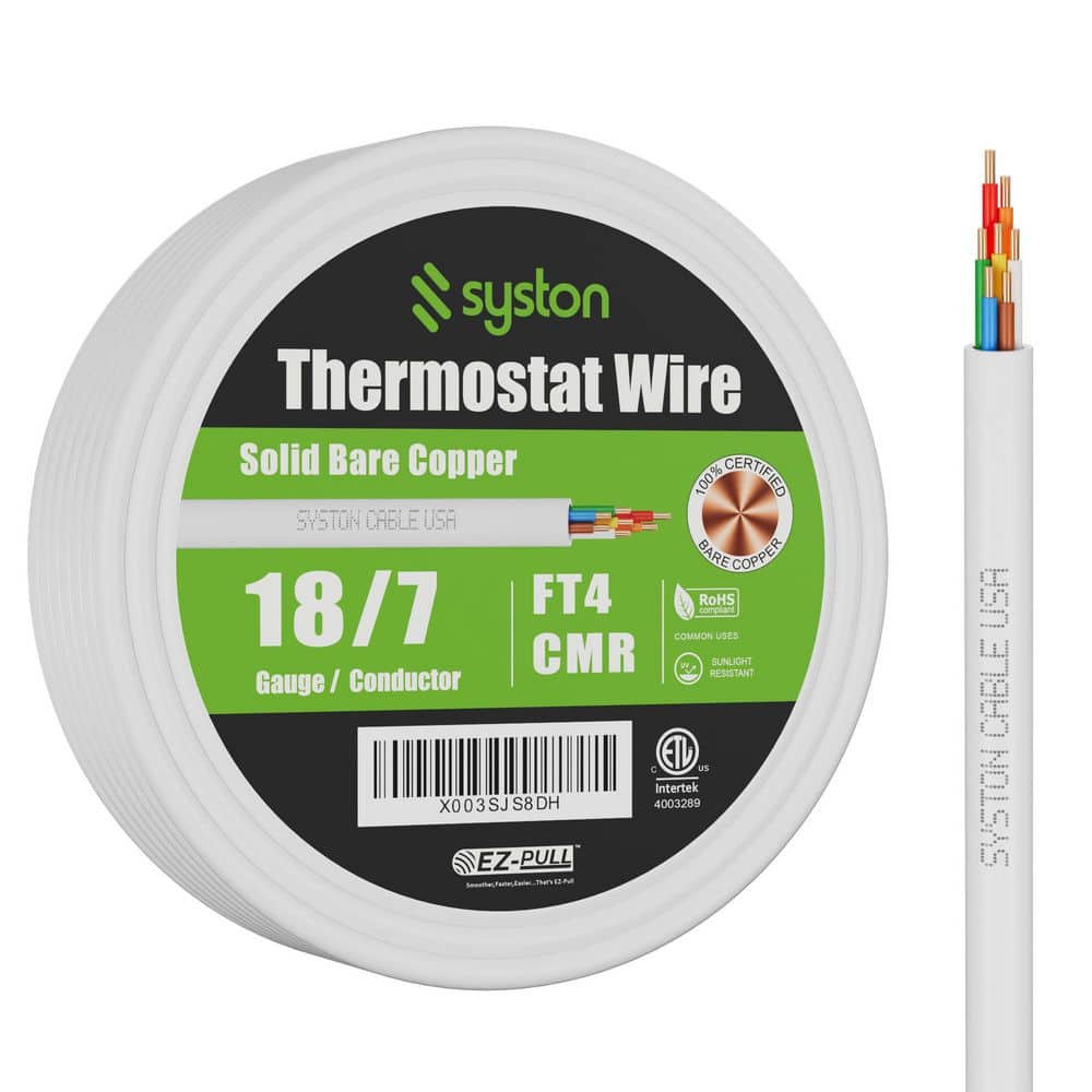 20 ft. 18/7 White CMR/CL3R 100% Solid Copper Thermostat Wire-Doorbell HVAC Heating Control Cable, Fire Rated, UL/ETL price history on PriceWatchPro