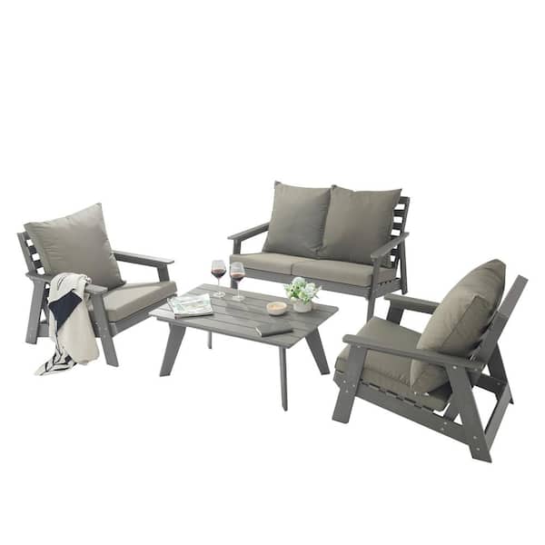 Clihome Outdoor garden furniture set with coffee table 4 pieces