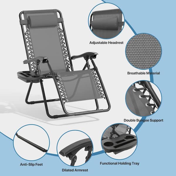 MoNiBloom (Set of 2) Patio Lounge Foldable Zero Gravity Chair with