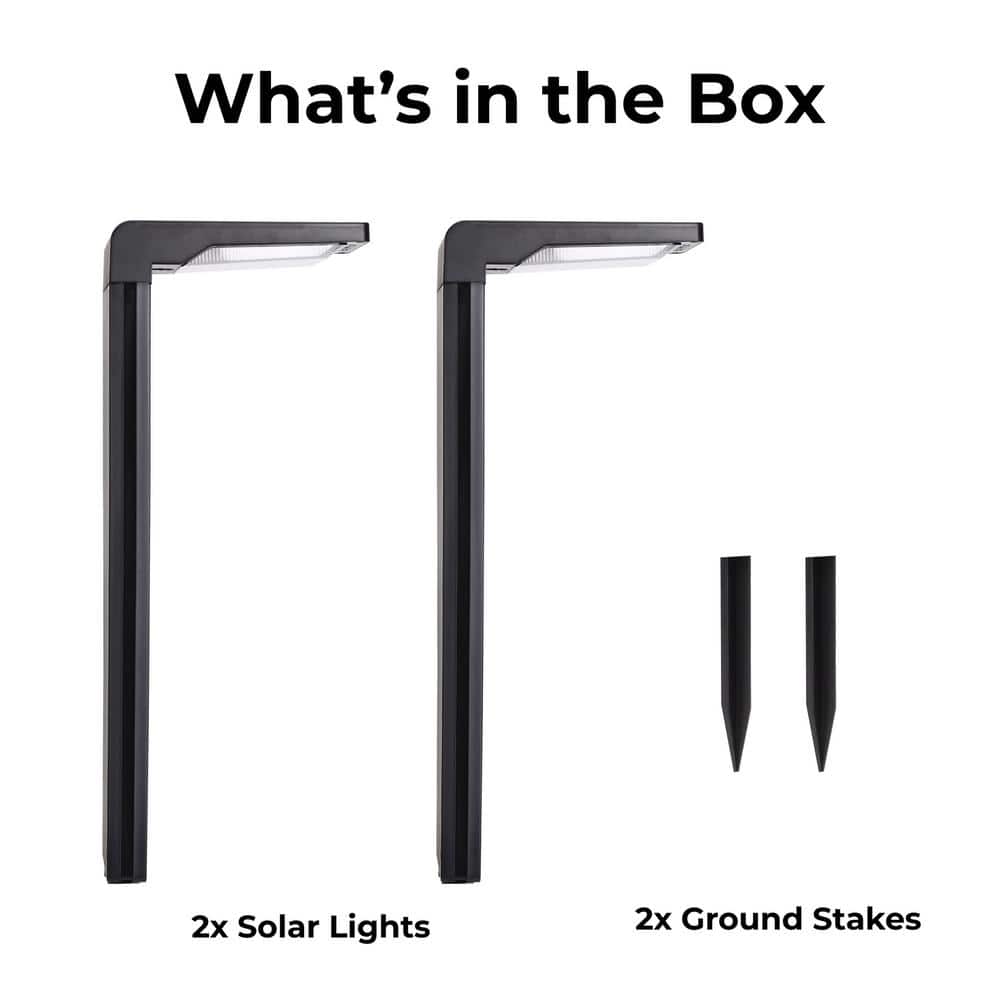 16.5" Black Solar LED Pathway Lights with Dusk to Dawn