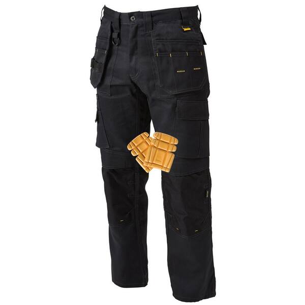 DEWALT ProTradesman Combo Men's 36 in. W x 33 in. L Black Polyester/Cotton/Elastane Stretch Work Pant with Knee Pad