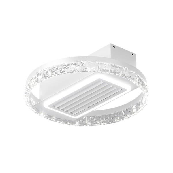19.7 in. LED Indoor White Bladeless Low Profile Ceiling Fan Flush Mount Remote Control Dimmable Lighting