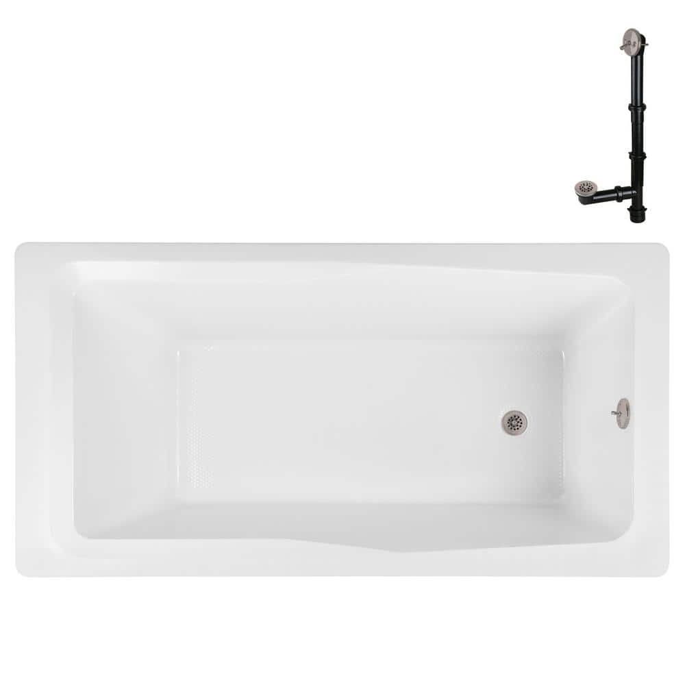 60'' x 32'' Glossy White Acrylic Soaking Drop-In Bathtub