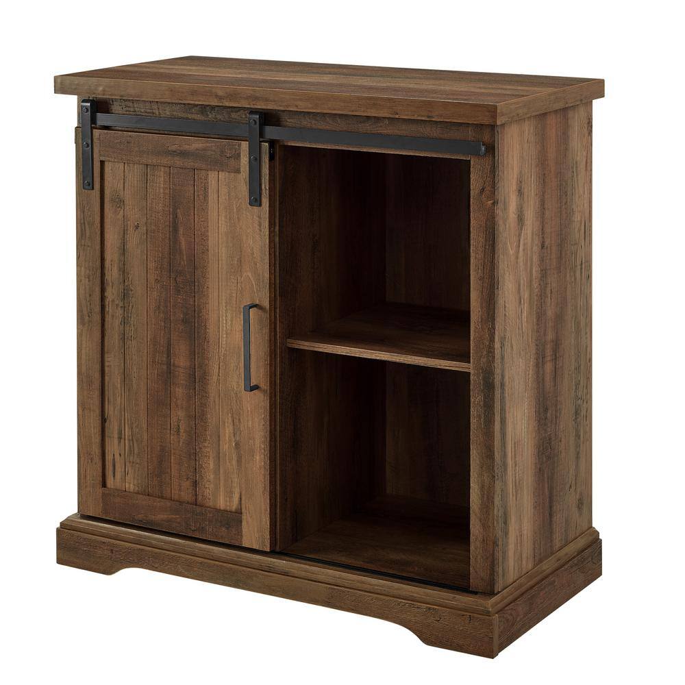 Rustic Oak Sliding Barn Door Accent Cabinet