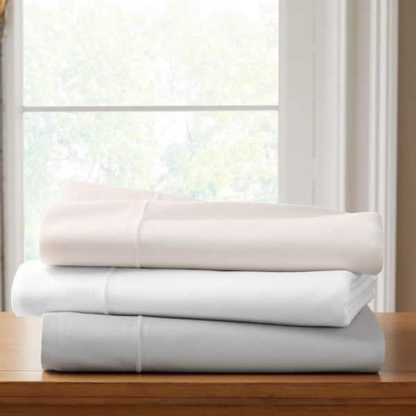 800-Thread Count Cotton 4-Piece Queen Sheet Set in White